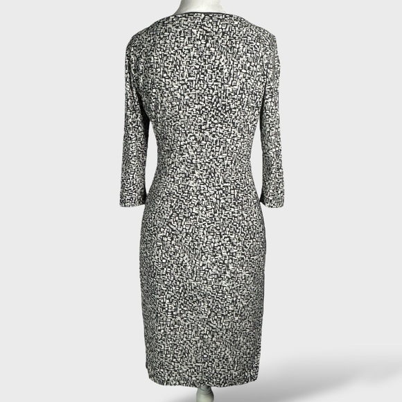 LRL Ralph Lauren Sheath Dress Size 2P Charcoal White Ruched Lined Jersey Stretch - Picture 3 of 16